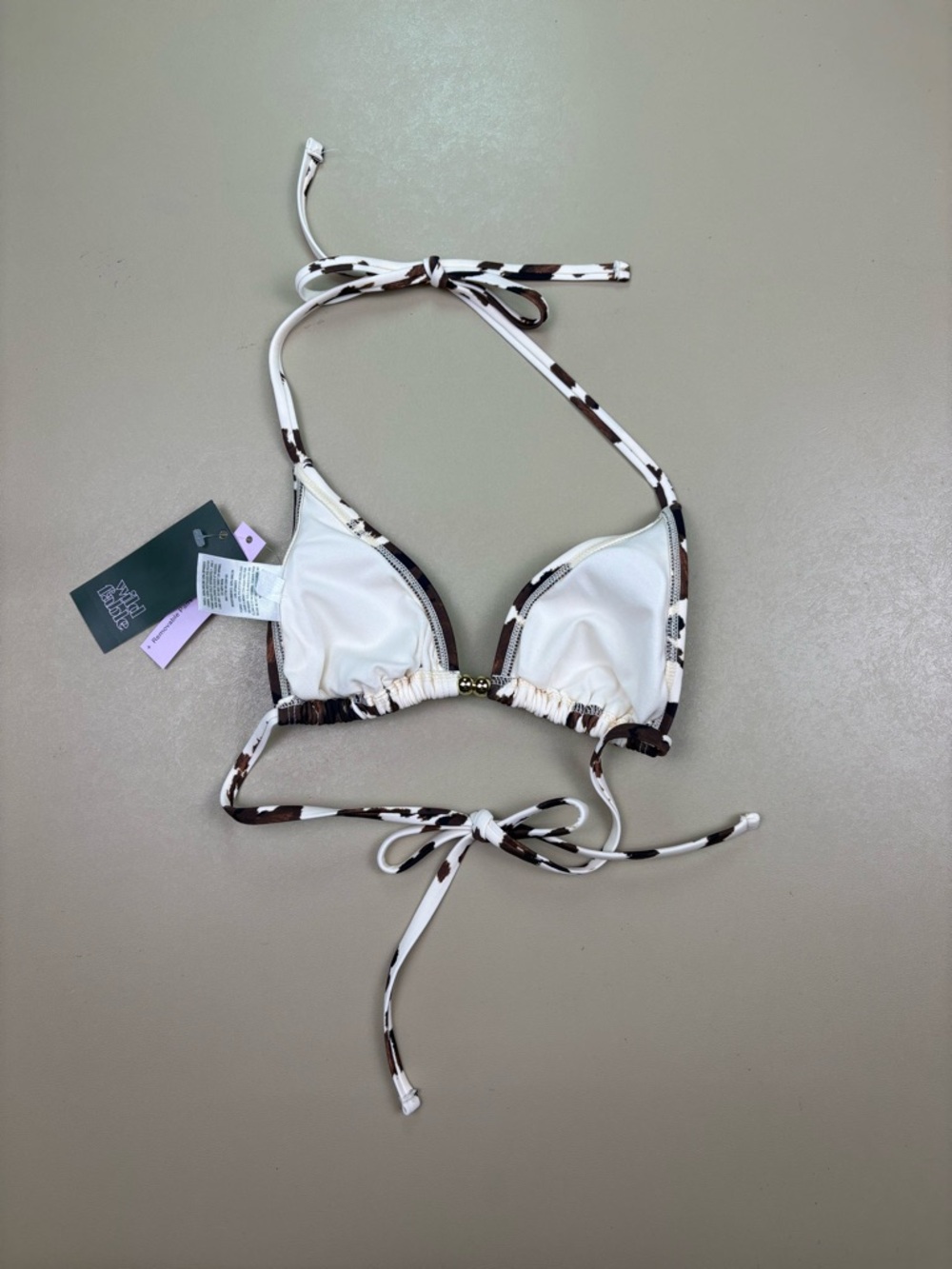 wild fable Brown and White Animal Print Triangle Bikini Top - Picture 6 of 7